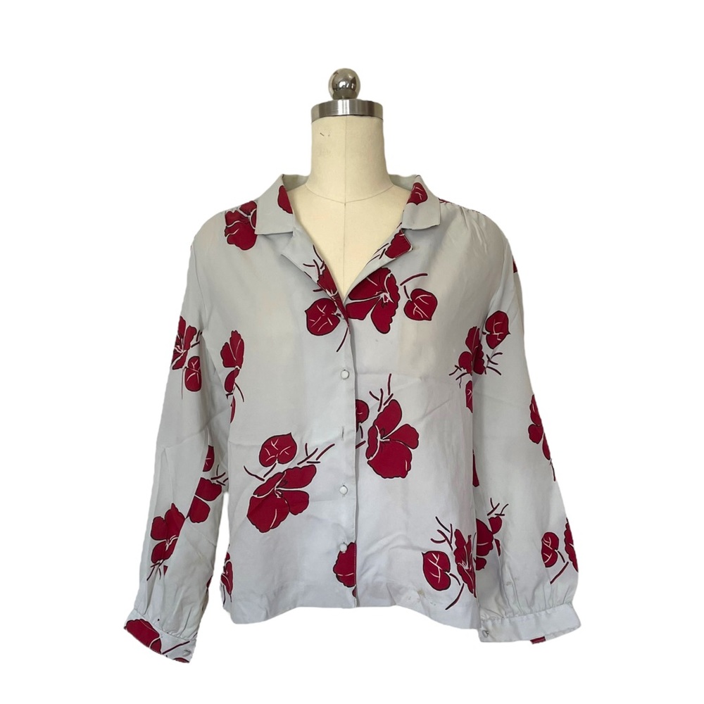 Vintage Grey and Red Floral Shirt